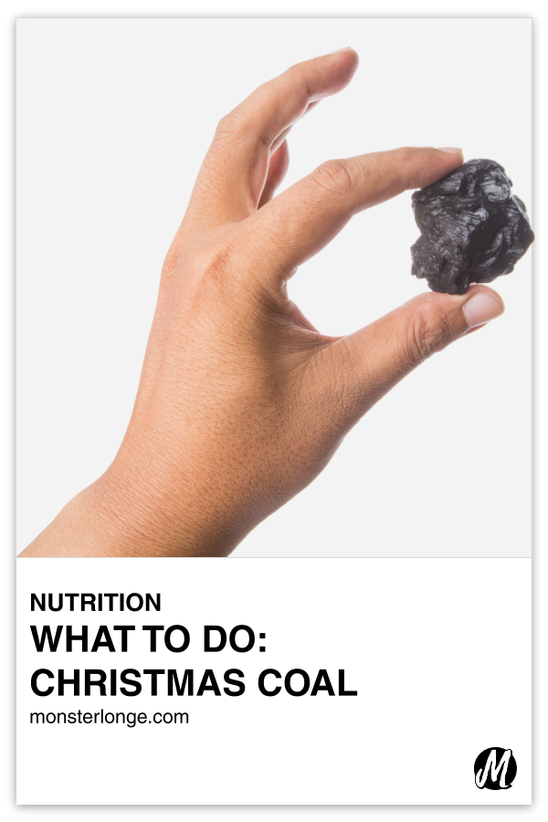What To Do: Christmas Coal written in text with image of a white hand holding a lump of coal.