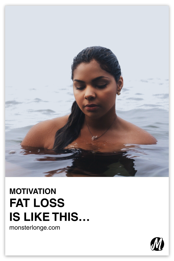 Fat Loss Is Like This… written in text with image of an ethnic woman in a body of water.