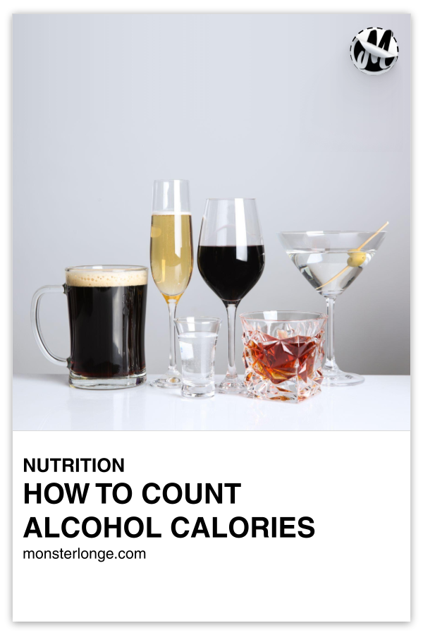 How To Count Alcohol Calories written in text with image of several alcoholic beverages.