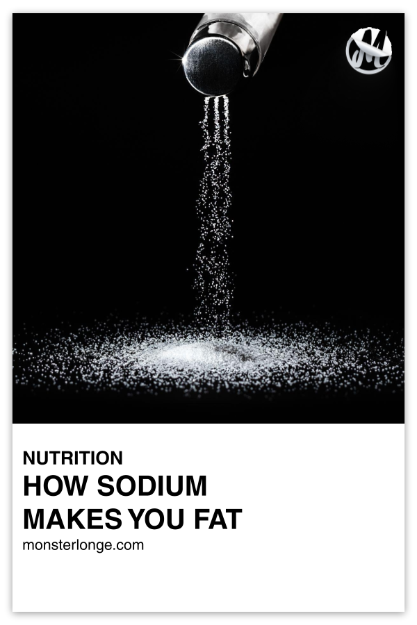 How Sodium Makes You Fat written in text with image of a salt shaker pouring out salt.