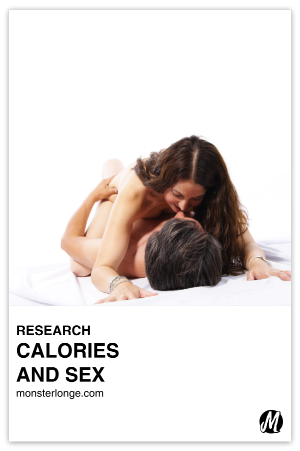 Calories And Sex written in text with image of a naked woman straddling a naked man underneath sheets.