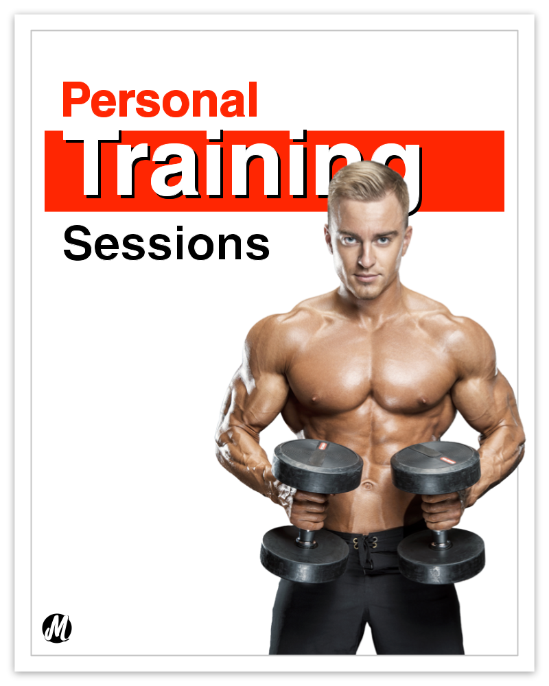 Papier Peint photo Lavable Pleased adult male performing bicep strength  exercise with personal trainer 