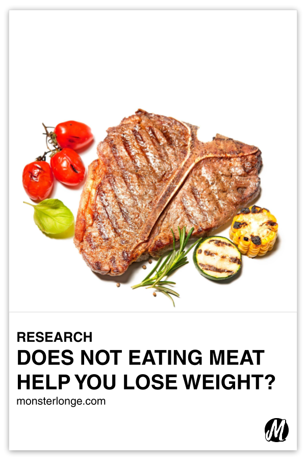 Does Not Eating Meat Help You Lose Weight?﻿ written in text with image of a steak and grilled vegetables.