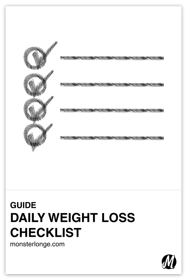Daily Weight Loss Checklist written in text with image of check marks and blank lines.