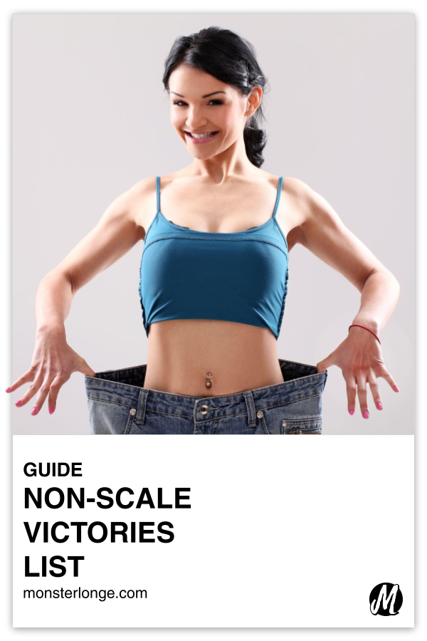 Non-Scale Victories List written in text with image of a woman showing off her weight loss.