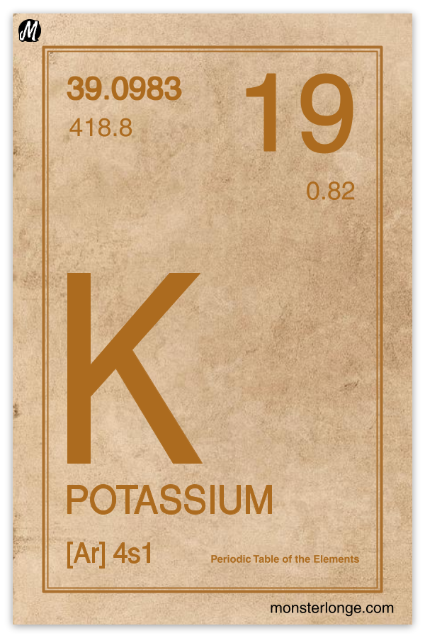 Image of the potassium entry from the periodic table.