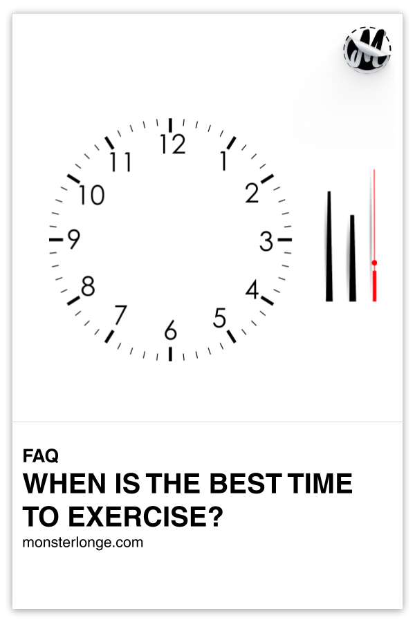 When Is The Best Time To Exercise? written in text with image of a clock with its hands beside it.