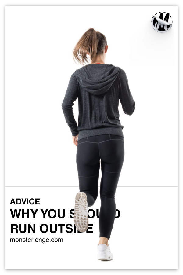 Why You Should Run Outside written in text with image of a woman's back as she's running.