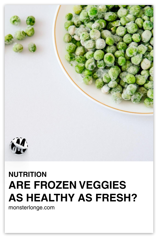 Are Frozen Veggies As Healthy As Fresh? written in text with image of a bowl of frozen peas.