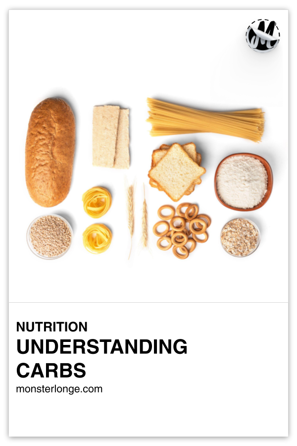 Understanding Carbs written in text with image of bread, pasta, and other sources of carbs.