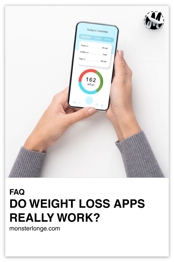 Do Weight Loss Apps Really Work? written in text with image of a person's hands holding a smartphone with a food tracking app on the screen.