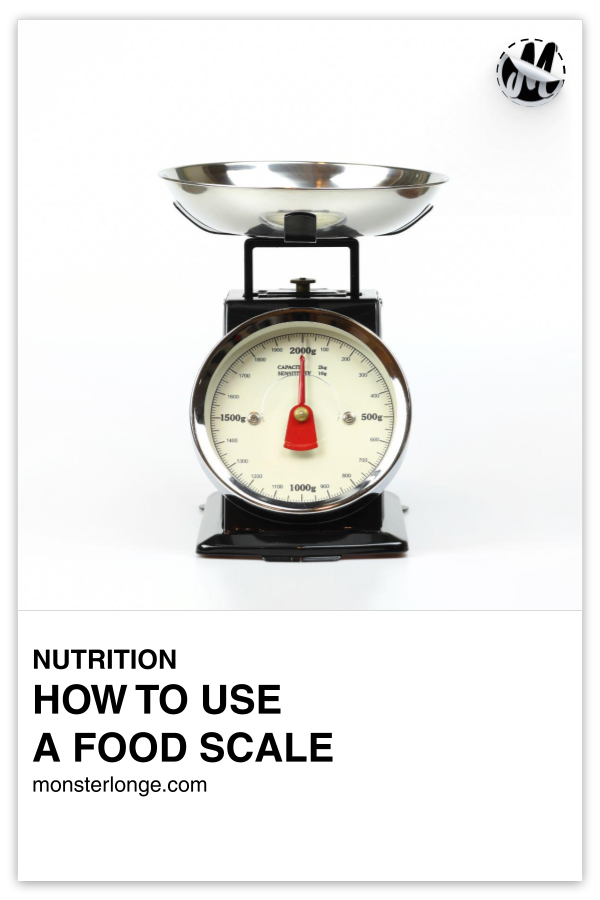 How To Use A Food Scale written in text with image of food scale.