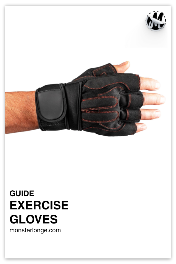 Exercise Gloves written in text with image of an outstretched hand wearing an exercise glove.