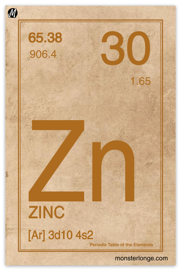 Image of the zinc entry from the periodic table.